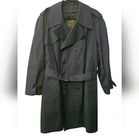 London Fog Double Breasted Dark BlueTrench Coat Size 40 Short. - Picture 1 of 15